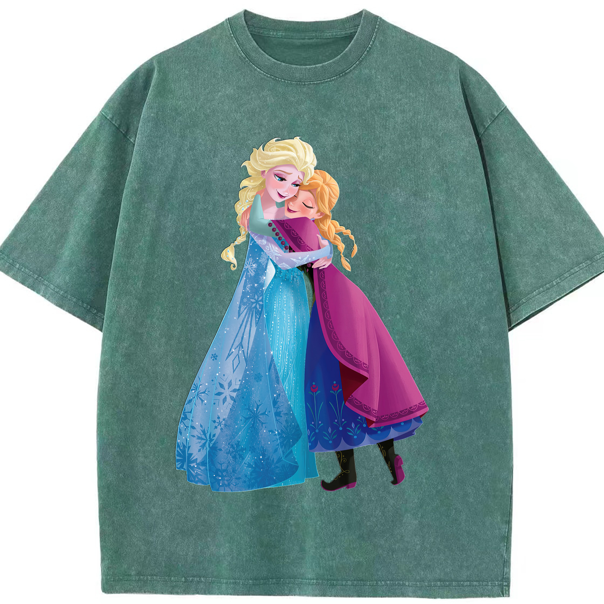 （画像用） アナと雪の女王 アンナ エルサ Frozen Anna Elsa 綿100% ヴィンテージ風 半袖Tシャツ（フロントプリント）